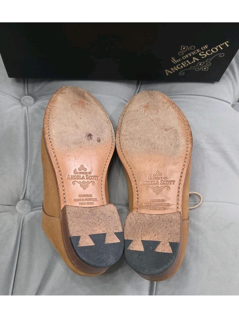 The Office Of Angela Scott Mr Evans Brown Suede Wingtip Mule Womens Shoes 37 7 - Picture 7 of 16
